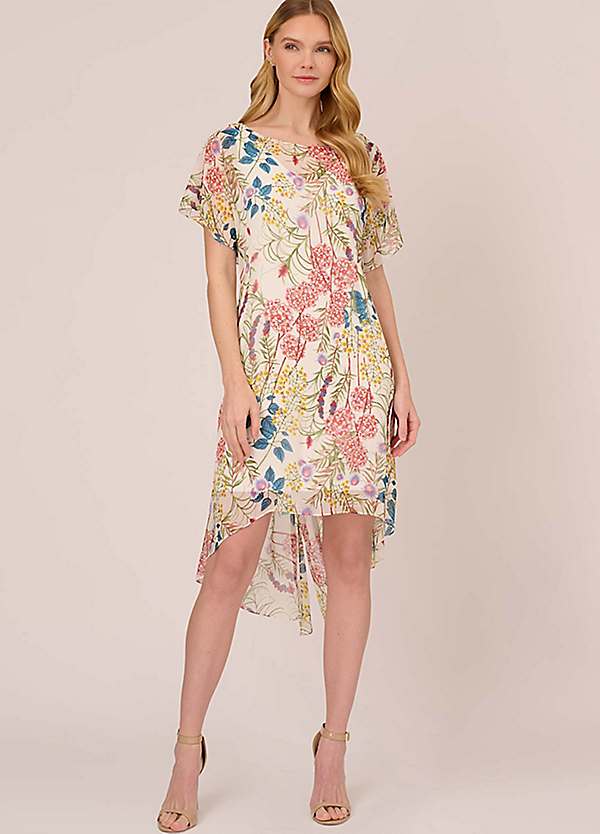 Chiffon shift dress with cheap sleeves