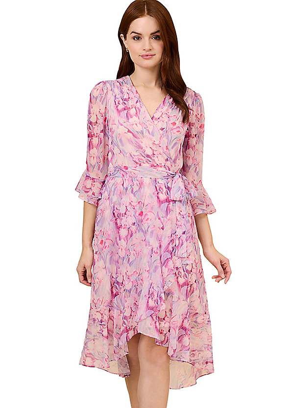 Printed Chiffon Short Dress by Adrianna Papell Look Again