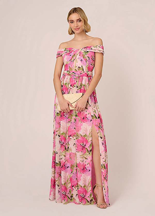 【海外限定】AdriannaPapell ドレス☆Pink Off Shoulder Jacquar Buy Adrianna Papell Pink Off Shoulder Jacquard Dress from