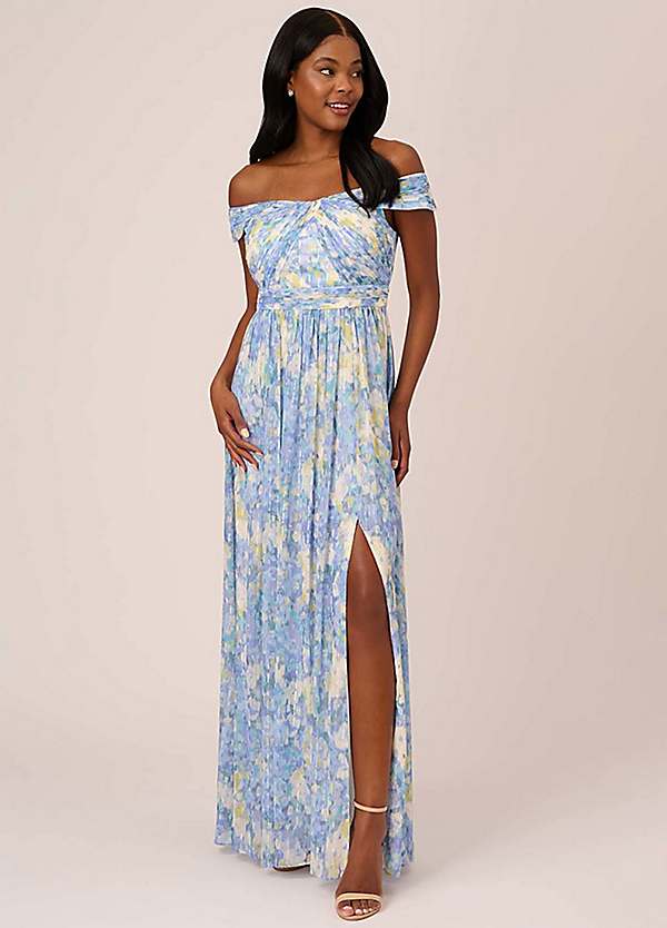 Printed Off Shoulder Gown by Adrianna Papell Look Again