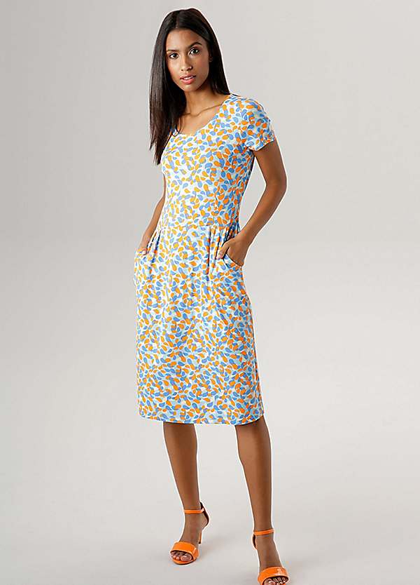 Printed Short Sleeve Jersey Dress by Aniston