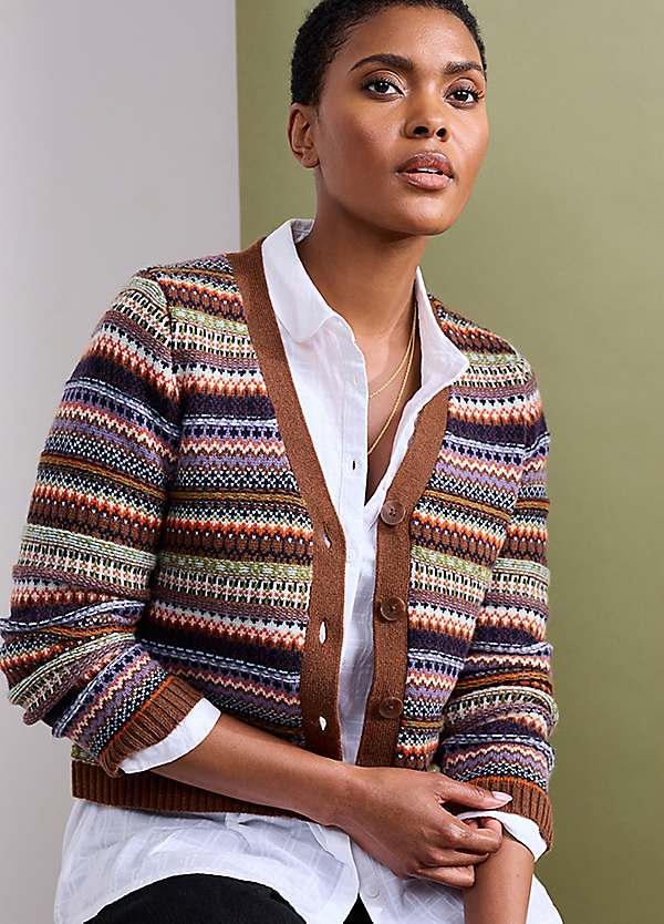 Long fair isle cardigan best sale