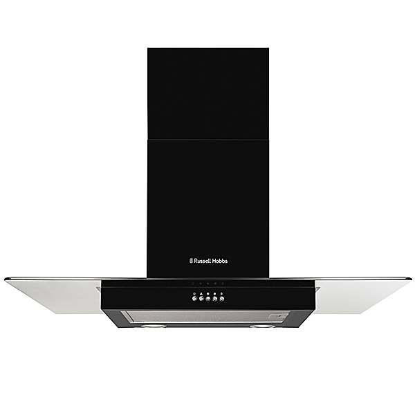 RHFGCH901B 90cm Flat Glass Black Cooker Hood by Russell Hobbs Look Again