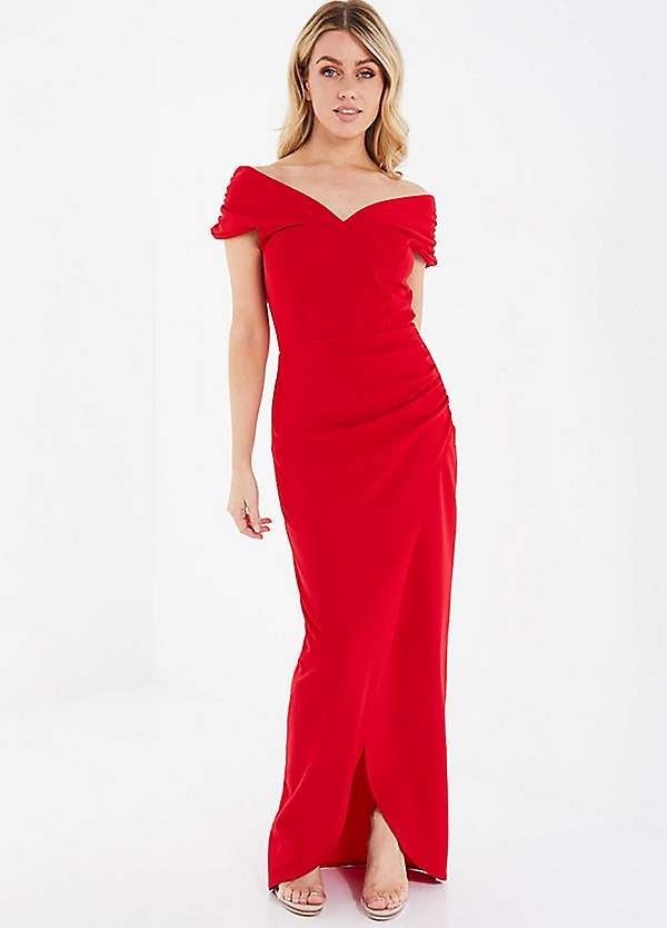 Quiz long red dress best sale