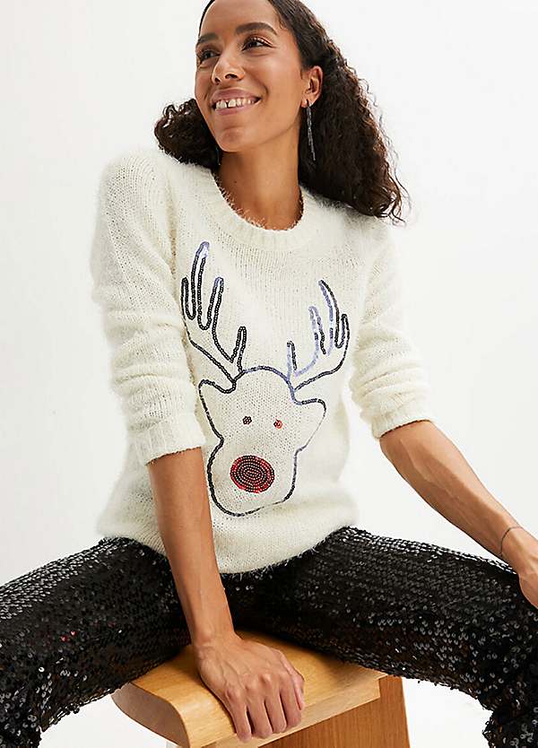 Womens fluffy christmas on sale jumpers