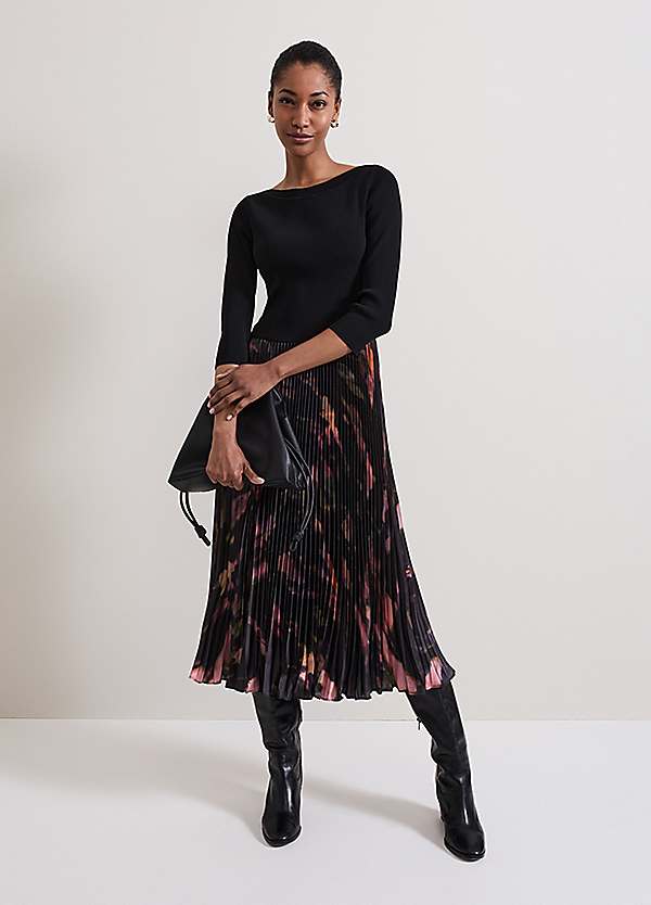 Rhea Woven Hem Abstract Dress by Phase Eight | Look Again