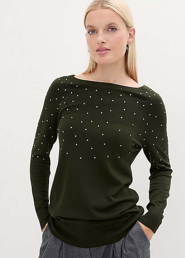 Rhinestone Embellished Jumper by bonprix Look Again