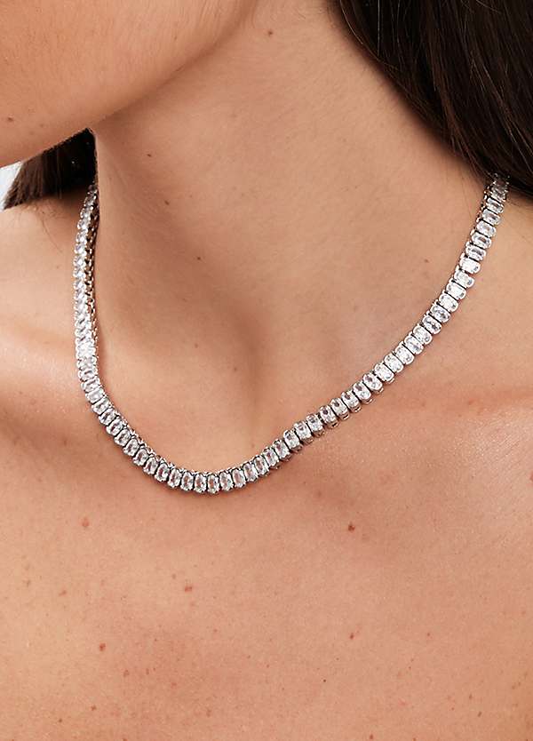 Rhodium Plated Cubic Zirconia Allway Necklace by Jon Richard