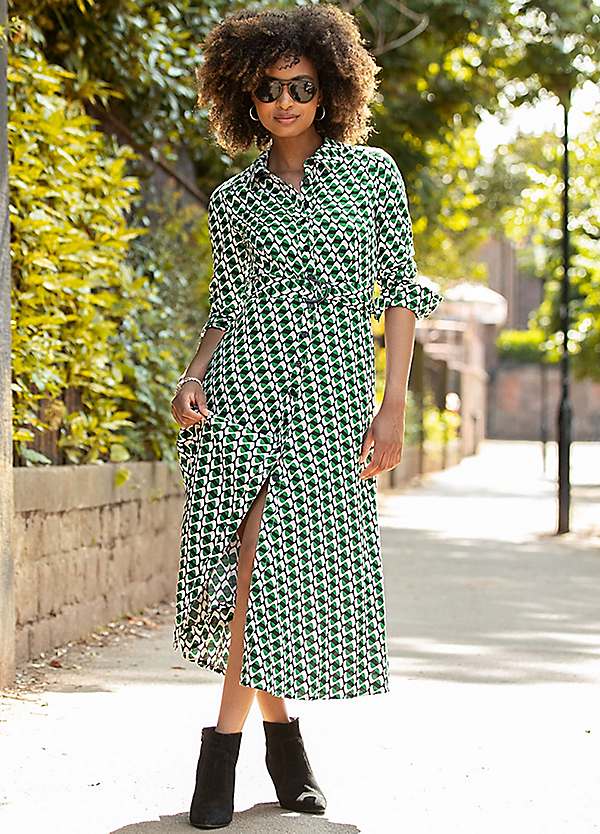 Geometric print best sale shirt dress