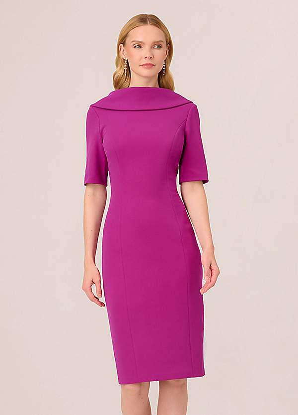 Roll Neck Sheath Dress with V Back by Adrianna Papell Look Again