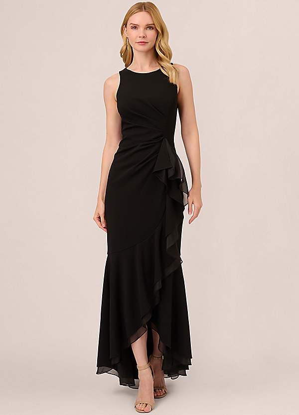 Ruffled Crepe Evening Gown