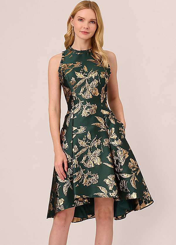 Ruffle Jacquard Dress by Adrianna Papell Look Again