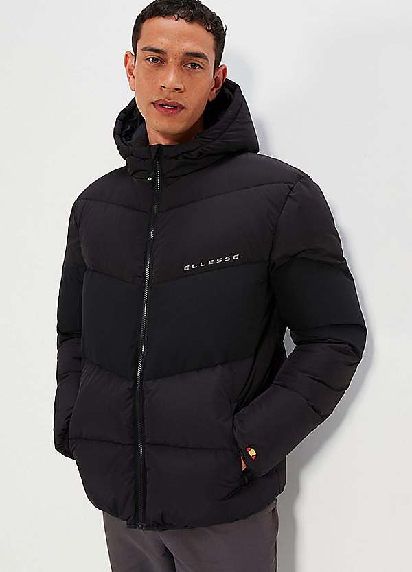 Ellesse padded jacket on sale with hood in black