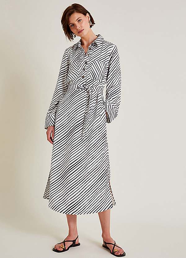 Striped midi shirt dress online