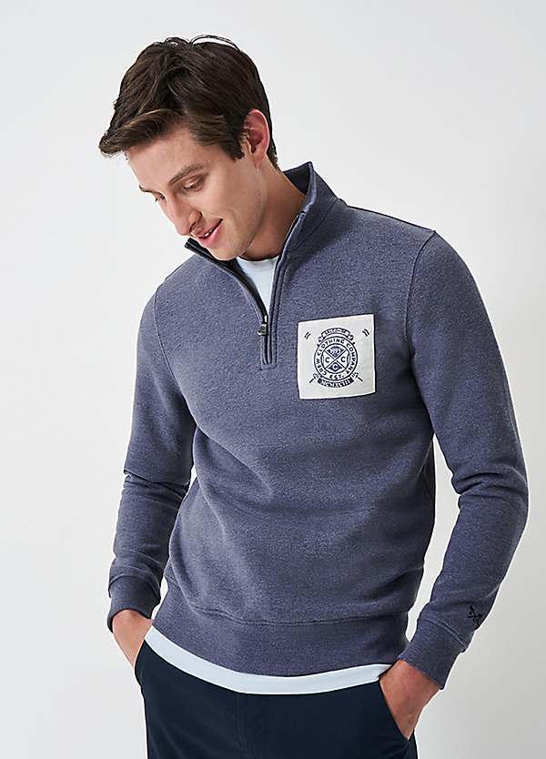 Salcombe Patch Half Zip Sweatshirt by Crew Clothing Company Look