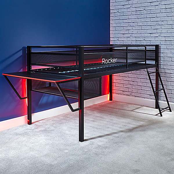 X rocker battle bunk gaming online bed with xl gaming desk