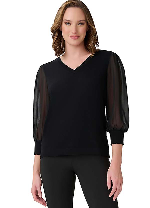 Scallop Neck Chiffon Jumper by Adrianna Papell Look Again