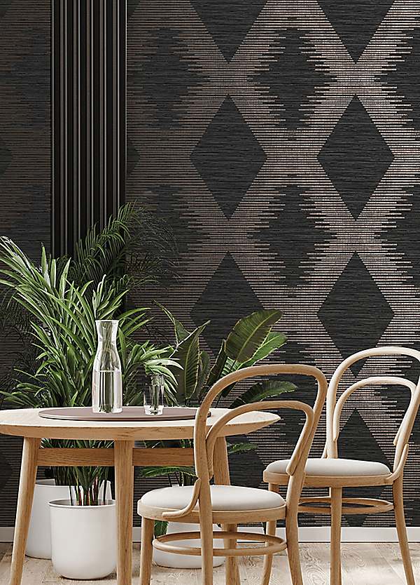 Picture of Geometric Wallpaper Living Room Uk | Cabinets Matttroy