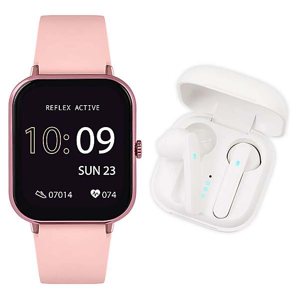 Series 17 Pink Strap Smart Watch & True Wireless Sound Earbud Set by Reflex  Active