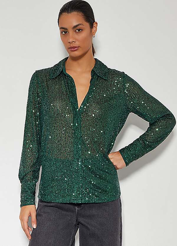 Shonda Sheer Sequin Shirt by Monsoon