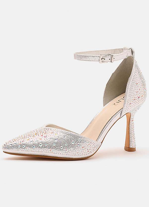 Silver best sale stone heels