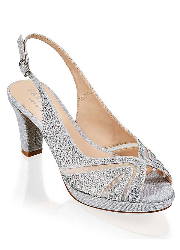 Silver glitter low heels online