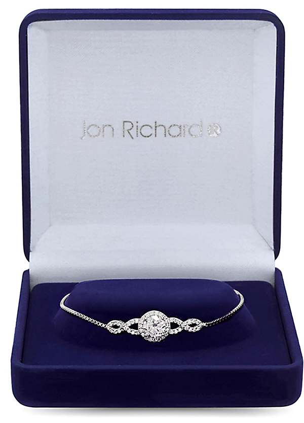 Silver Plated Cubic Zirconia Halo Infinity Crystal Toggle Bracelet - Gift  Boxed by Jon Richard