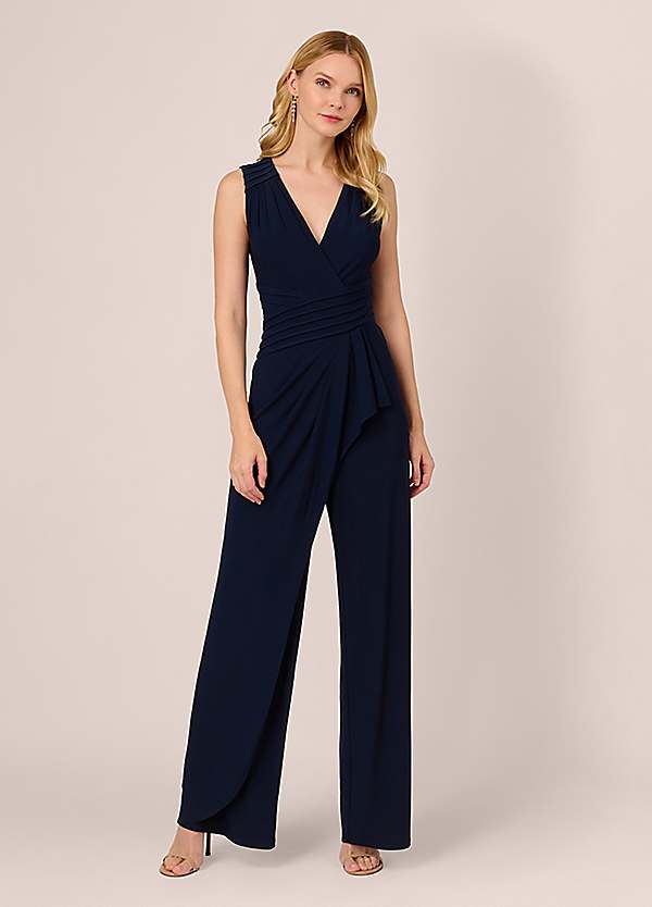 Sleeveless Pintuck Jersey Jumpsuit by Adrianna Papell Look Again