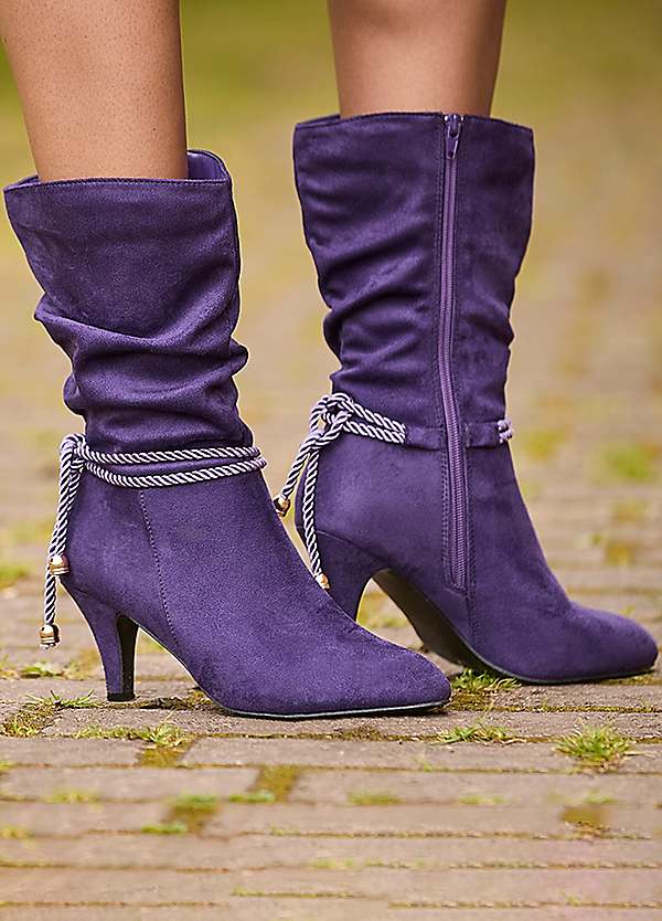 Mid calf slouch boots with heel best sale