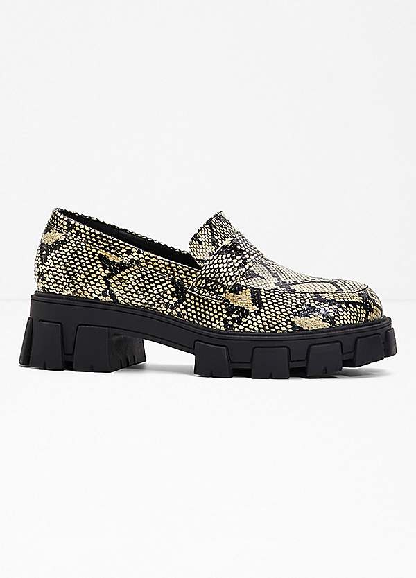 bonprix Snakeskin Print Chunky Loafers by bonprix