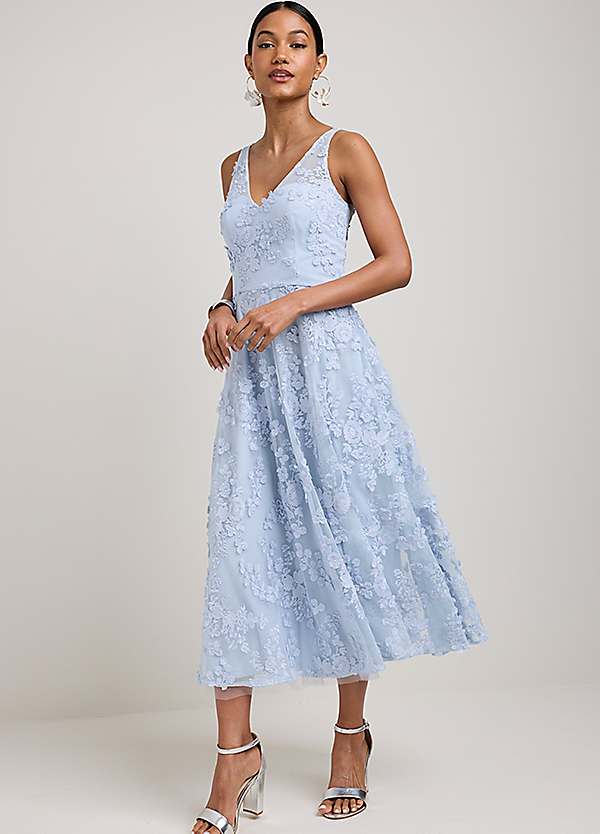 Soft Blue Applique Prom Dress by Kaleidoscope | Look Again Soft Blue Applique Prom Dress by Kaleidoscope | Look Again