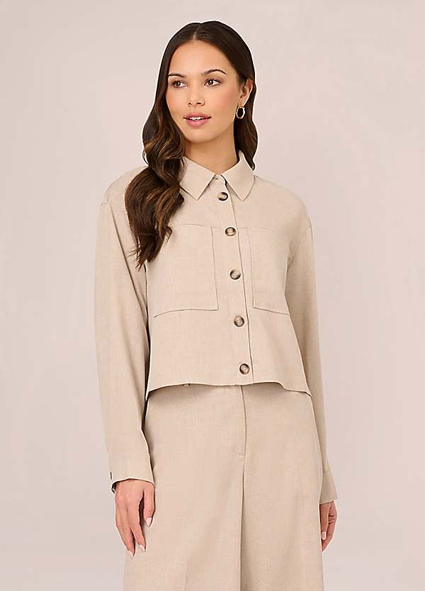 Solid Long Sleeve Button Up Utility Unlined Jacket by Adrianna