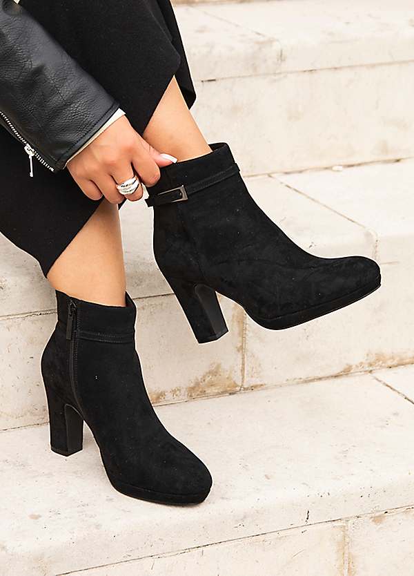 Suede black booties online