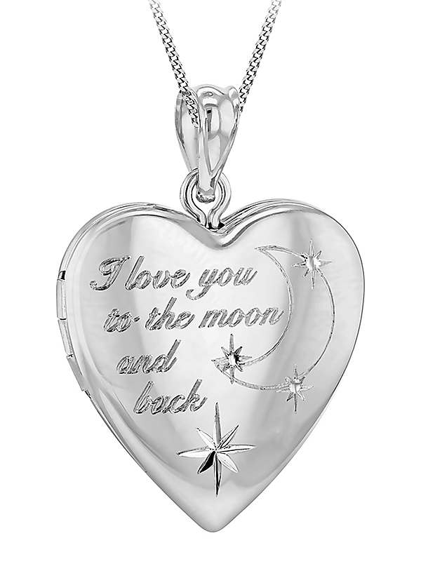 Sterling Silver Heart 'Love You To The Moon Back' Locket
