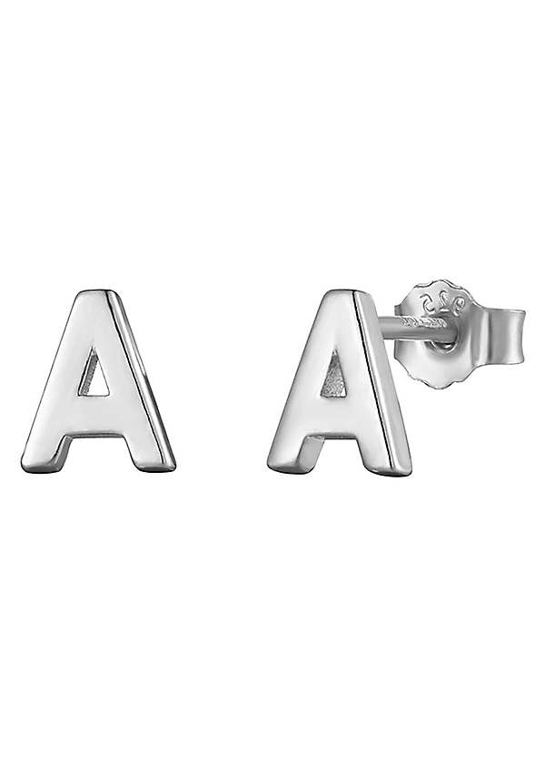 Gold Plated CZ Initial Letter A-Z Stud Earrings Crystal Alphabet