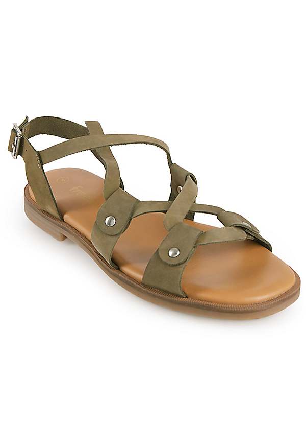 Olive green flat sandals on sale