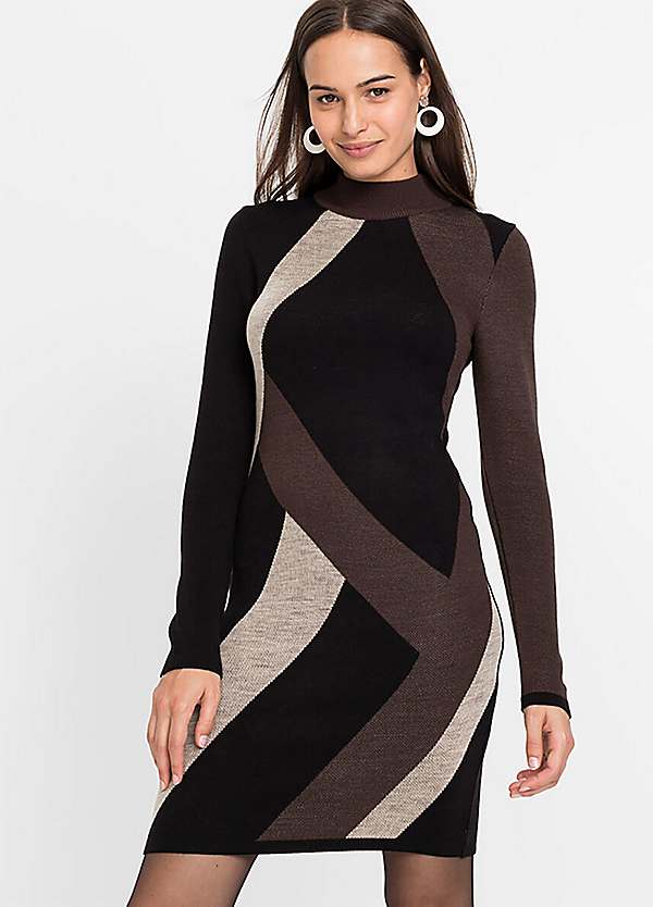 Stripe Knitted Dress by bonprix Look Again