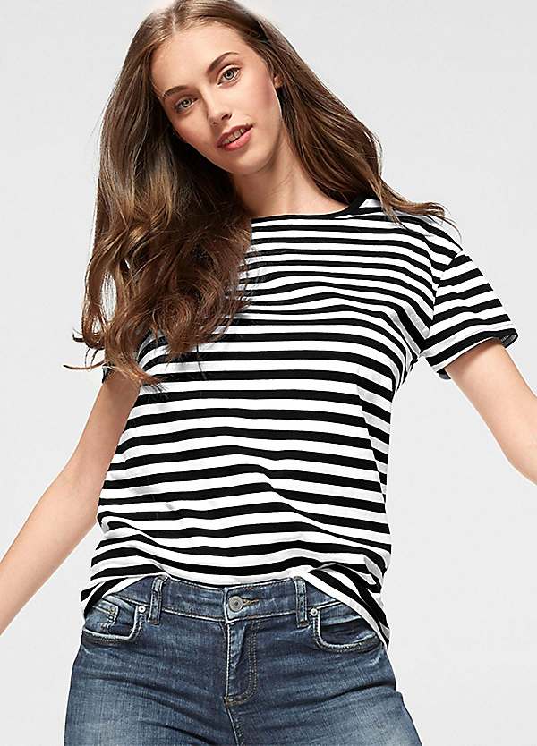 Black and white striped tee women's best sale