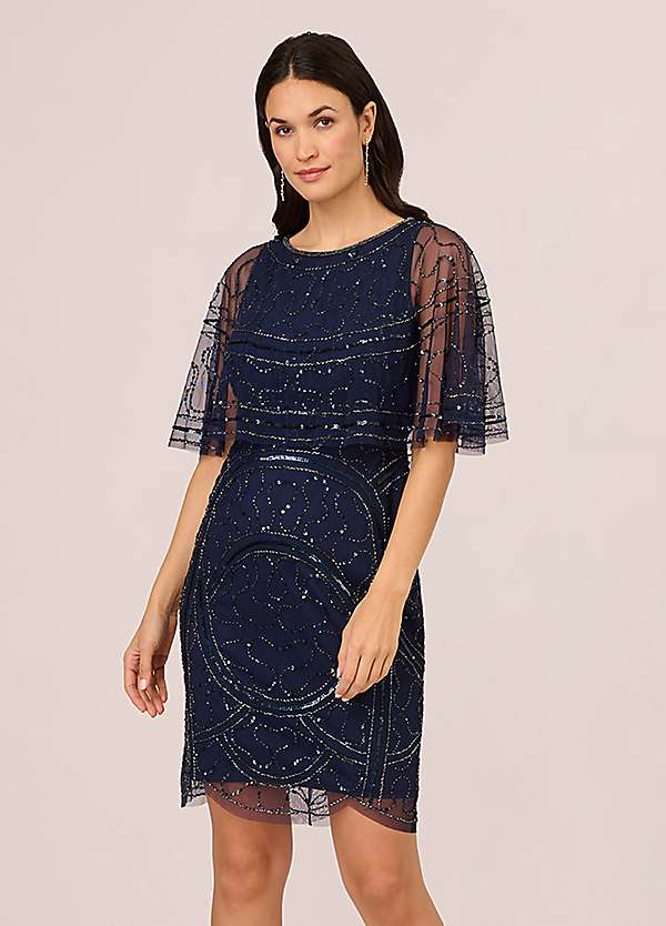 Adrianna papell split sleeve popover dress hotsell