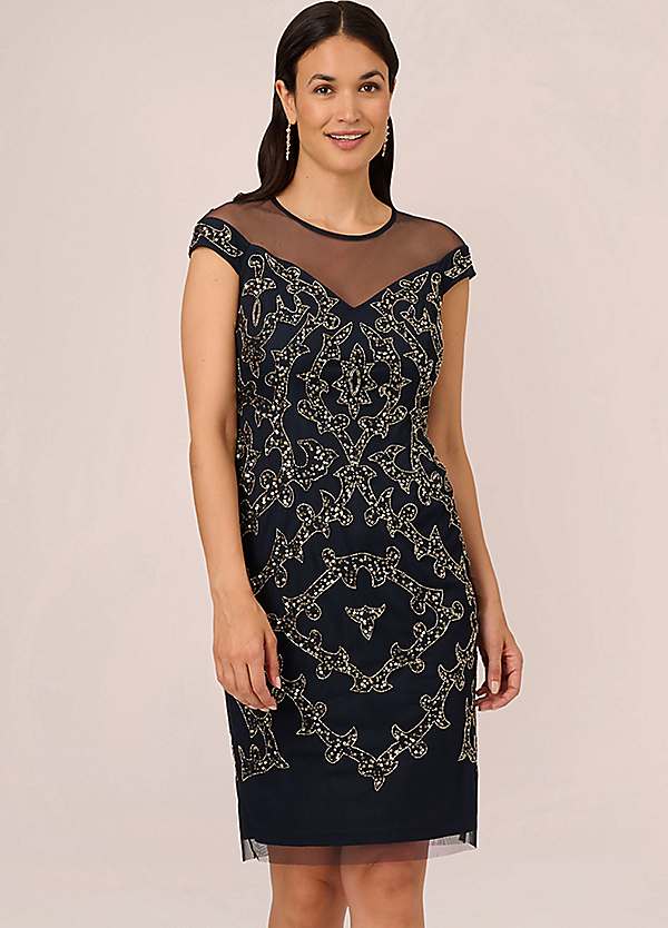 Studio Beaded Illusion Yoke Dress by Adrianna Papell