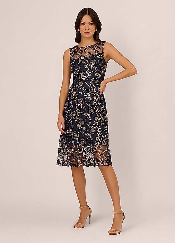 Studio Embroidered Midi Dress by Adrianna Papell | Look Again Studio Embroidered Midi Dress by Adrianna Papell | Look Again
