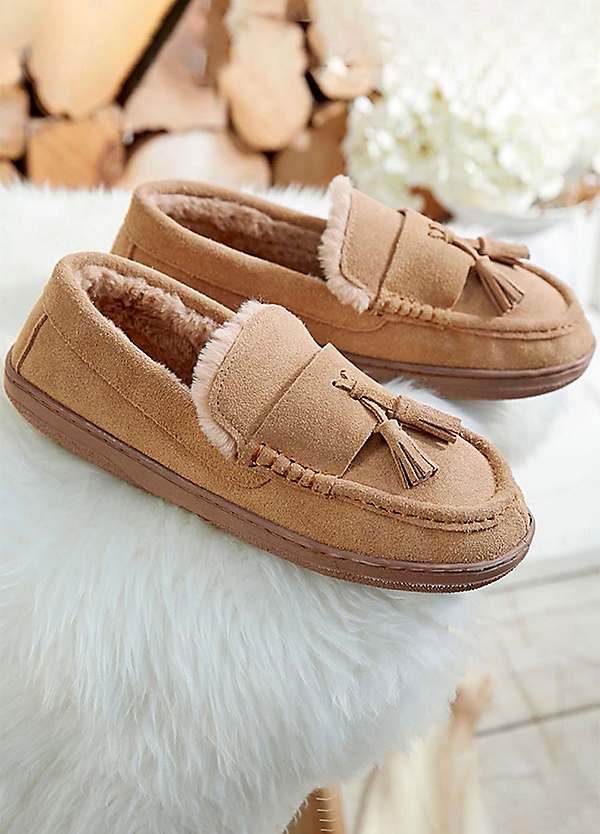 Fur lined 2025 moccasin slippers