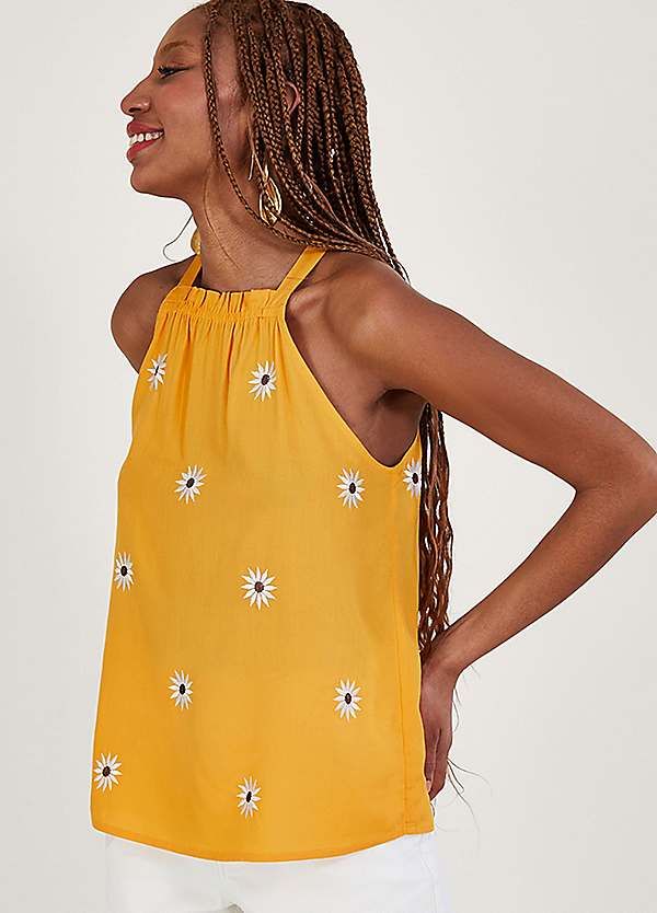 Sunflower Halter Embroidered Cami Top in Lenzing™ Ecovero™ by Monsoon