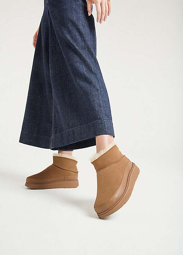 Tan Mini Shearling Boots by FitFlop | Look Again