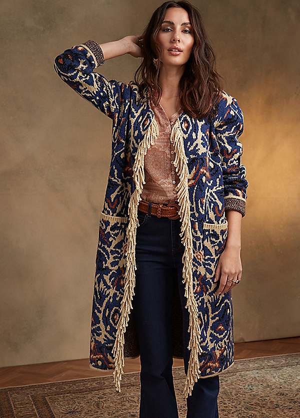 Tassel Jacquard Long Cardigan by Together