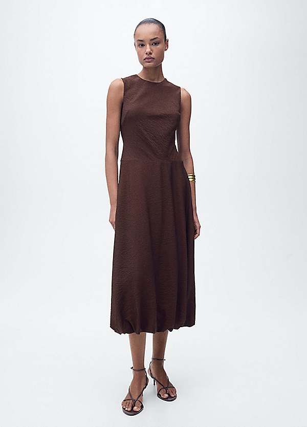 brown dress mango Asymmetrical dress with gathered sides - Women