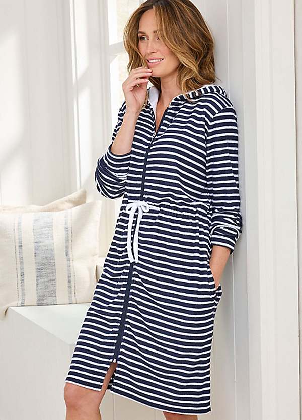 Terry Towelling Zip Dressing Gown by Cotton Traders Look Again
