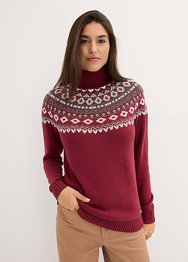 Brakeburn Knitted Jumper Fairisle Jumper Wool Turtleneck Fair Isle