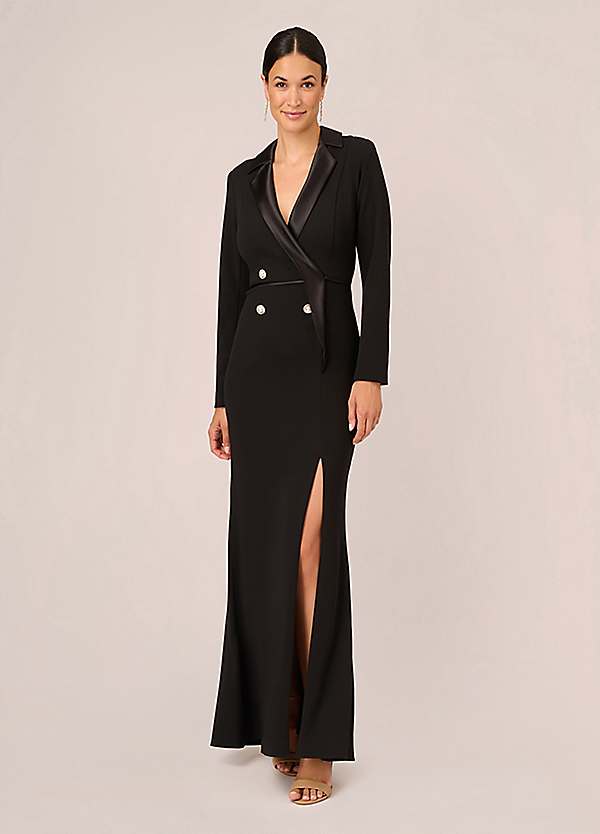 Tuxedo Gown With Jewel Buttons by Adrianna Papell Look Again