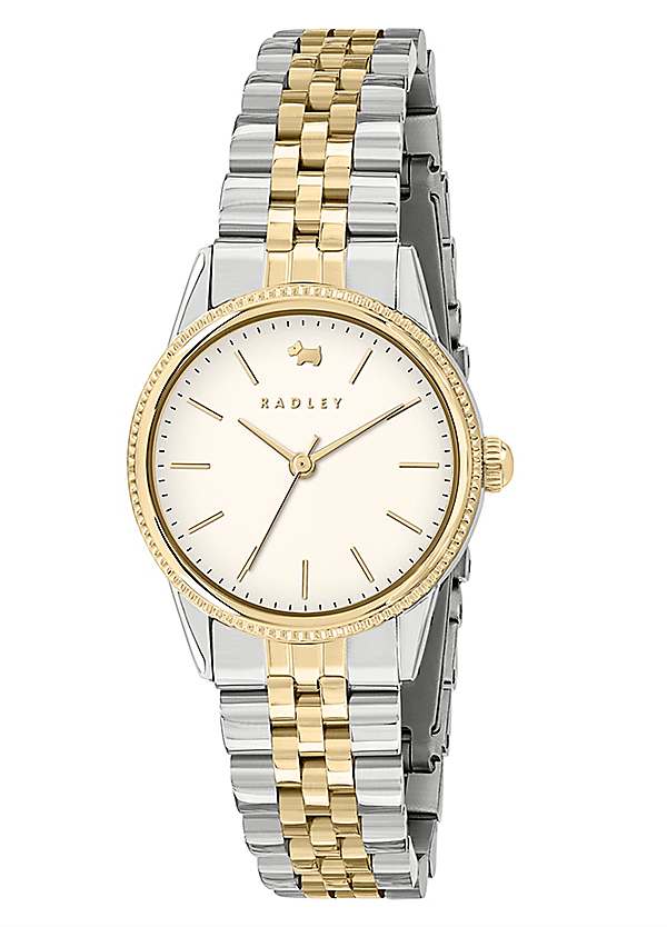 Two Tone Silver Gold Plated Coin Edge Bezel Bracelet Watch by Radley London